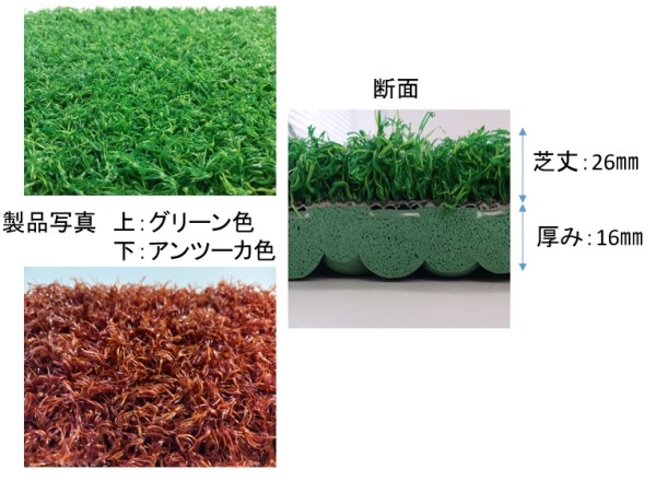 特殊2層構造により、天然芝同等の安全性・使用感を実現した大型スポーツ向け人工芝